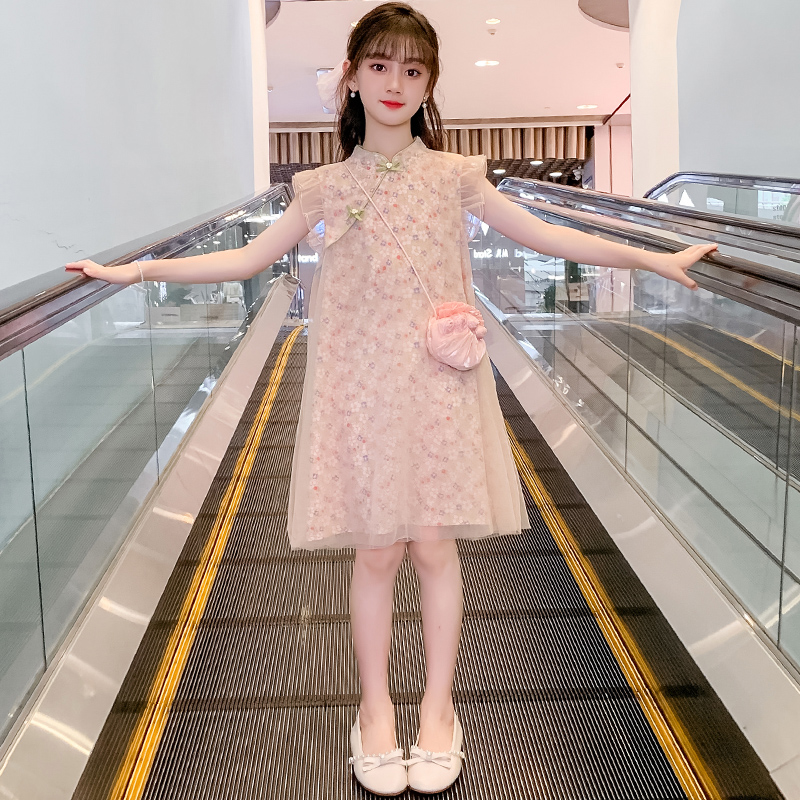 女童旗袍连衣裙2023新款夏季儿童洋气国风公主裙女孩汉服夏天裙子