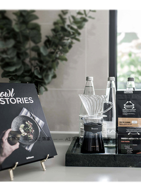 现代简约大理石托盘英文食谱咖啡壶道具组合样板间软装厨房摆件