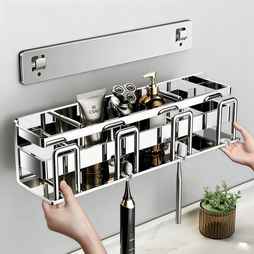 不锈钢浴室免打孔可拆卸置物架