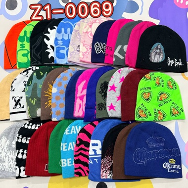 外贸出口美潮街头男女嘻哈说唱滑板rap字母时尚百搭针织帽冷帽子