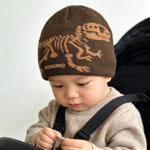 Mega Dino-太恐龙 儿童帽针织帽户外运动保暖刺绣冷帽 儿童叠叠帽