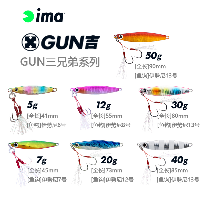 日本进口ima路亚GUN吉系列铁板5g/7g/20g/30g/40g/50g下沉vib震动