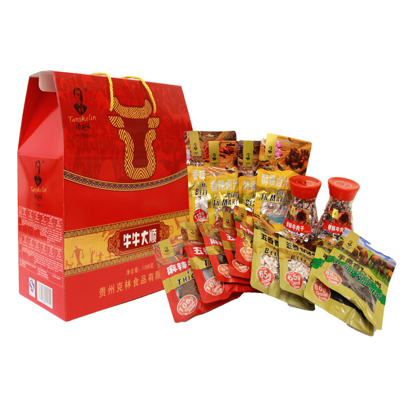 满减-汤克林牛牛大顺贵州风味牛肉干零食礼盒1388g节日送礼礼盒装