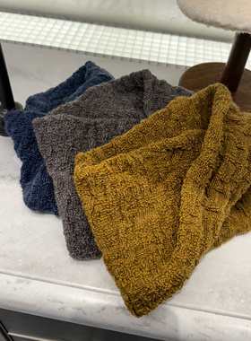 日本ca4la高弹力羊毛针织宽边纯色交叉发带 大头围扭结发箍围脖女