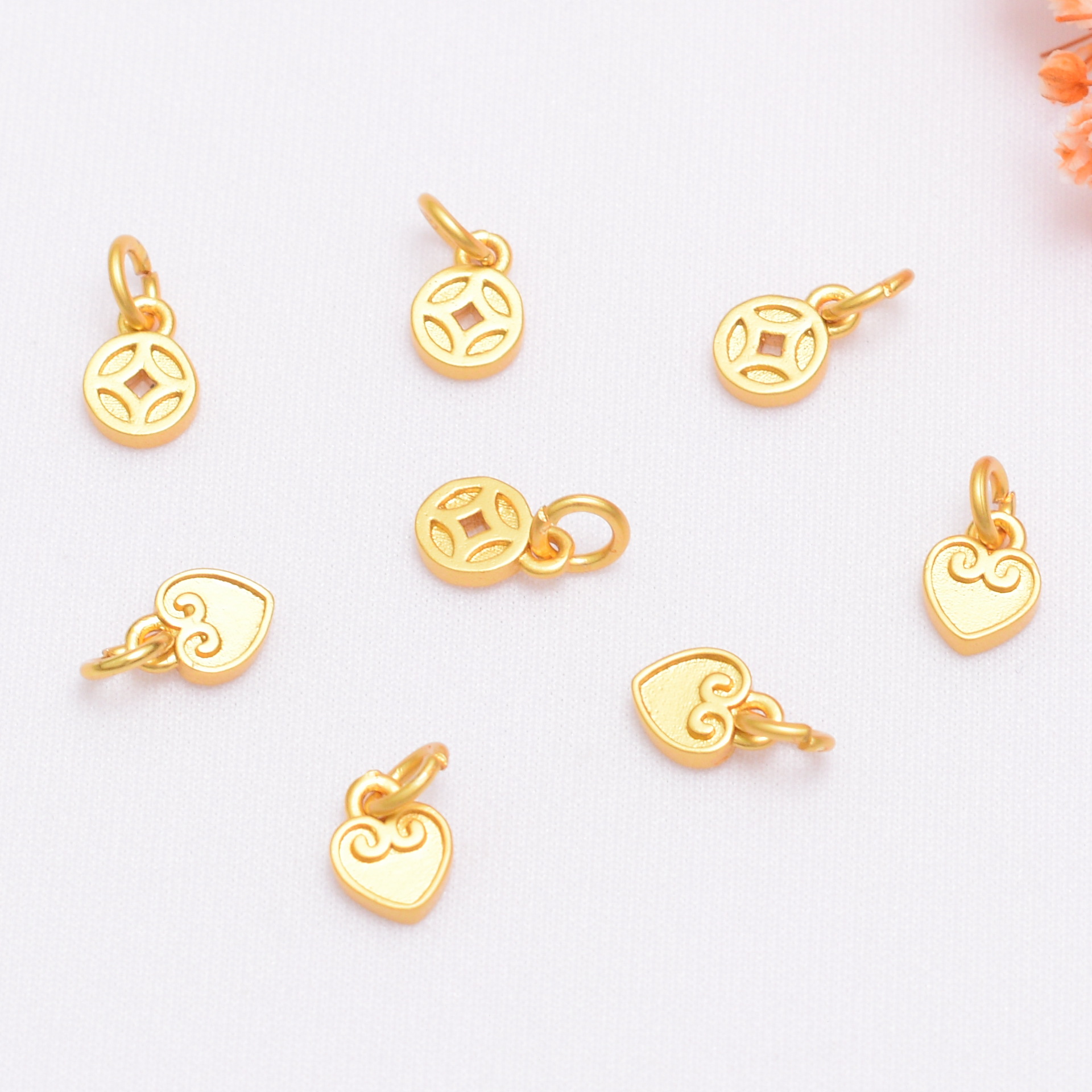 铜钱爱心小吊坠挂件配饰