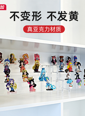 手办盲盒收纳展示架亚克力透明阶梯置物架玩具公仔立牌陈列柜桌面