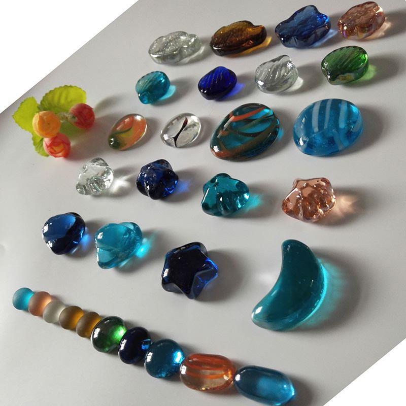 新品六一礼品彩色玻璃珠散珠五彩玻璃石鹅卵石头鱼缸造景装饰水晶
