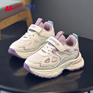 女童高颜值鞋 皮面防水老爹鞋 子2025新款 中大童运动鞋 秋季 回力童鞋