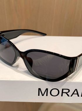 高级感欧美复古猫眼墨镜女Y2K网红个性曲面小框防紫外线太阳眼镜