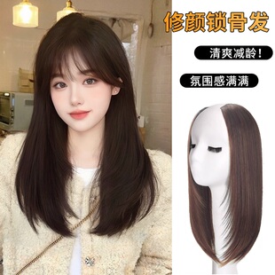 假发片女头顶锁骨发补发片增发量蓬松仿真发无痕长发接发片一片式