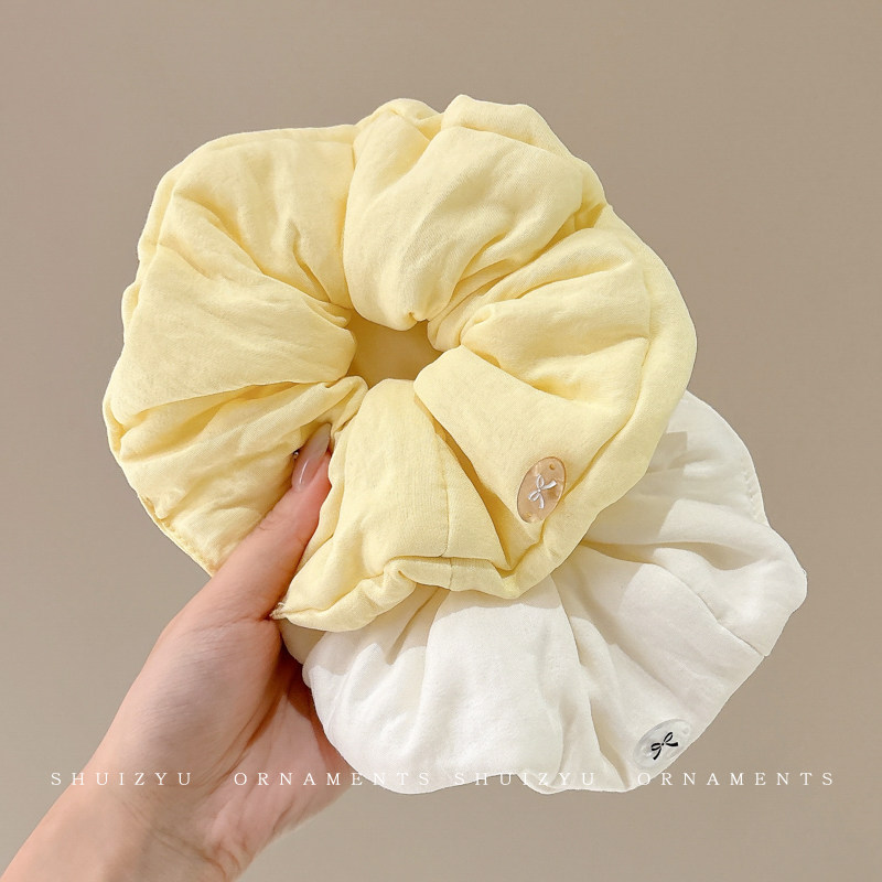 奶油泡芙黄色大肠发圈女高级感扎头发头绳韩系慵懒风绝美头饰