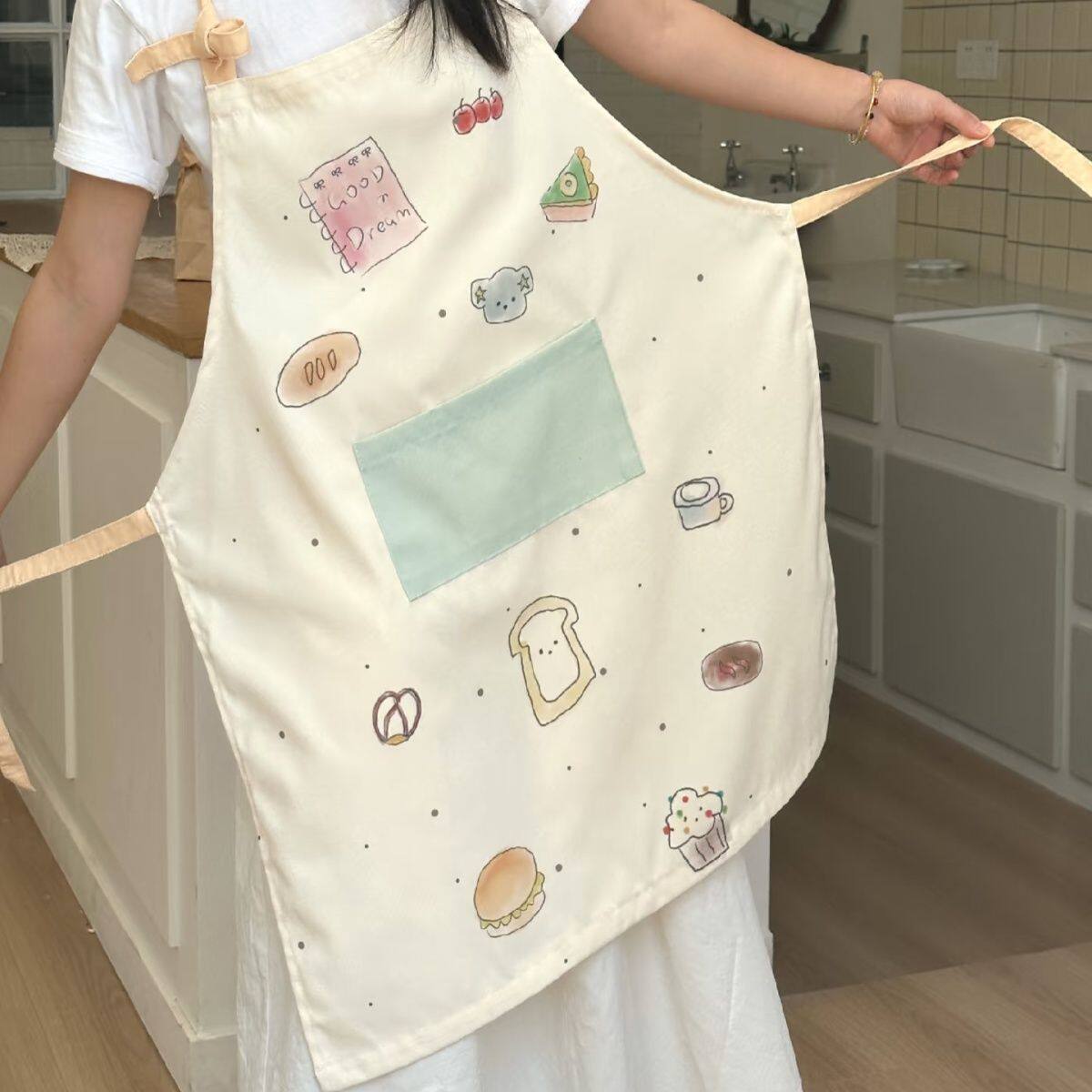 居家厨房围腰防水防油围裙新款可爱家用工作服卡通成人做饭餐饮裙