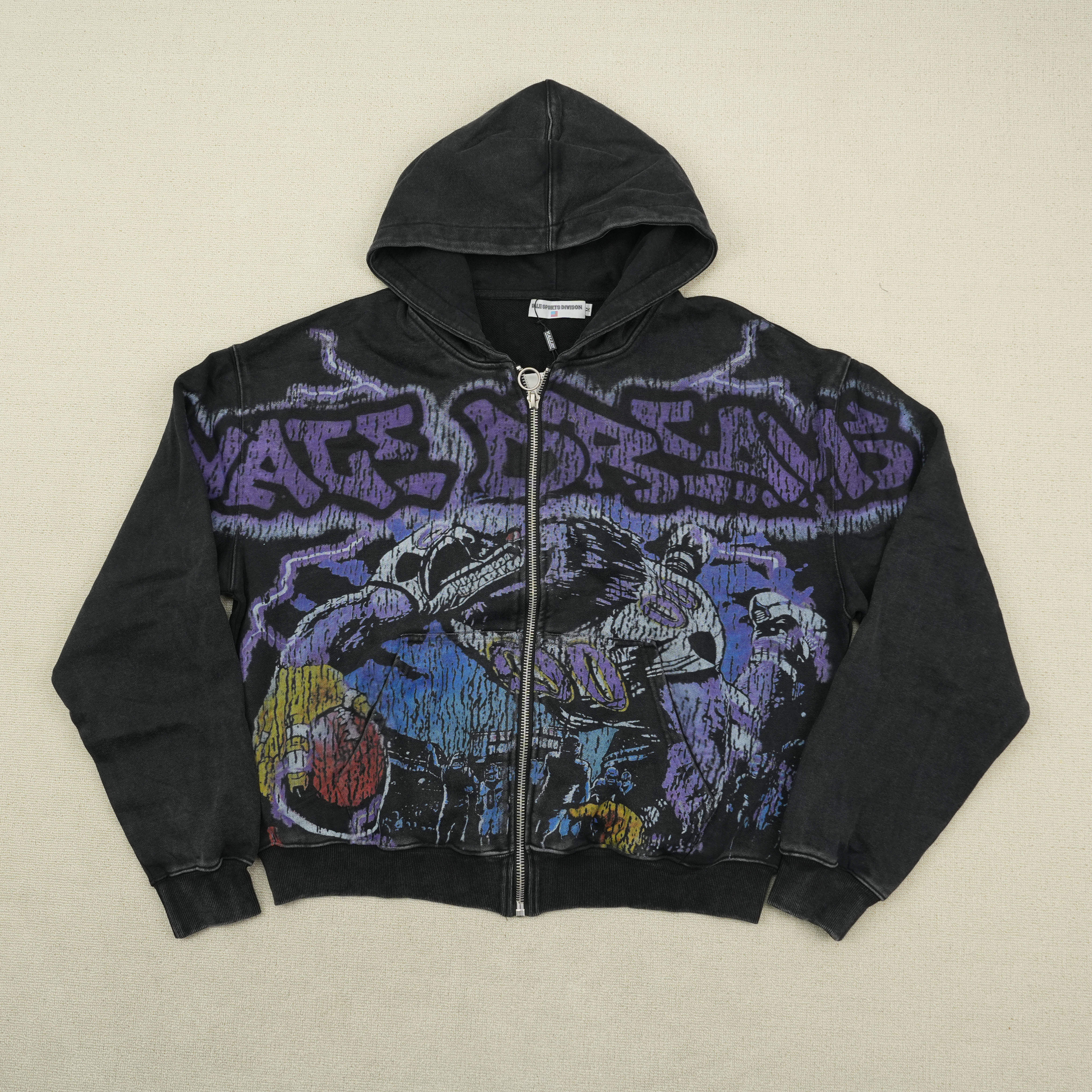 thumbnail for Eagles football purple letter zip hooded sweatshirt