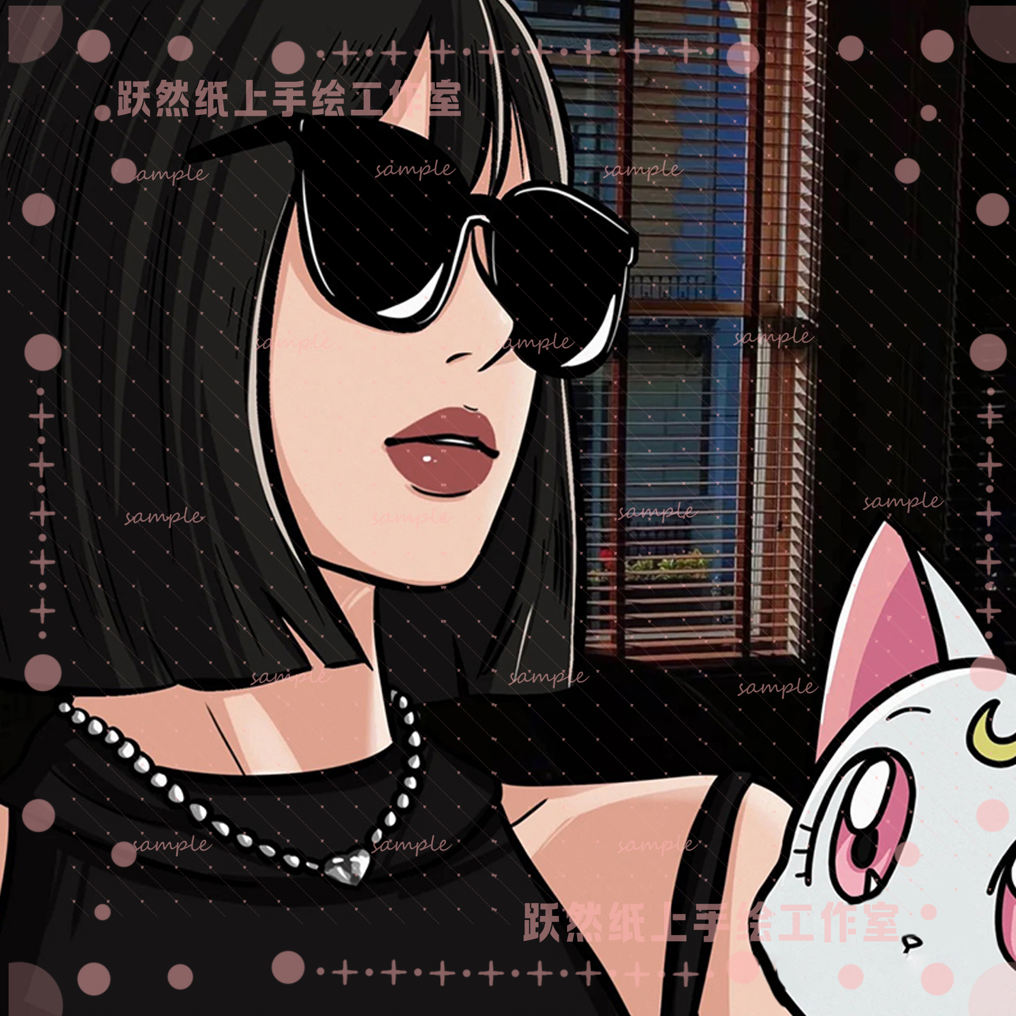 手绘头像定制暗黑纯欲甜酷街酷高冷好看女生头像画像设计插画约稿