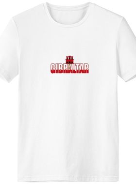 直布罗陀国旗英文名男女白色短袖T恤创意M纪念衫个性T恤衫礼物