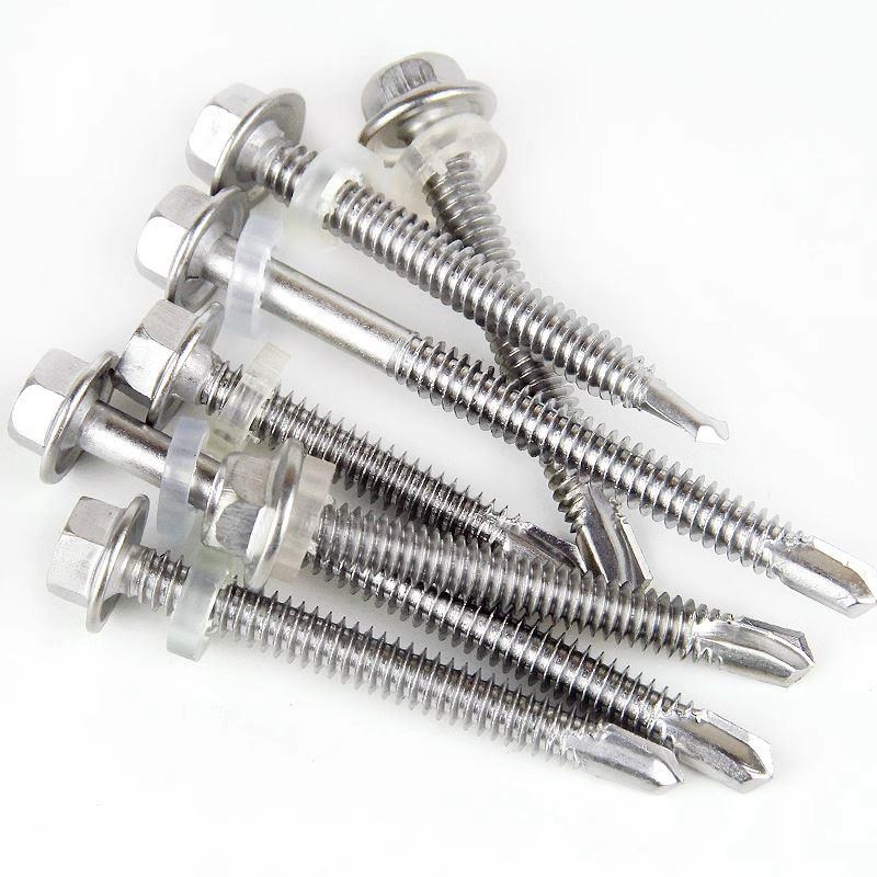 410不锈钢外六角钻尾螺丝自攻燕尾钉彩钢瓦铁皮角铁专用M5.0M6.3