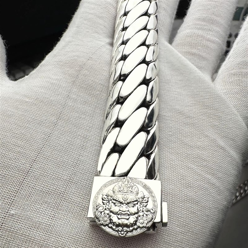 纯银999三马鞭手链黄财神扣男女款时尚手工定制加工刻字生日礼物