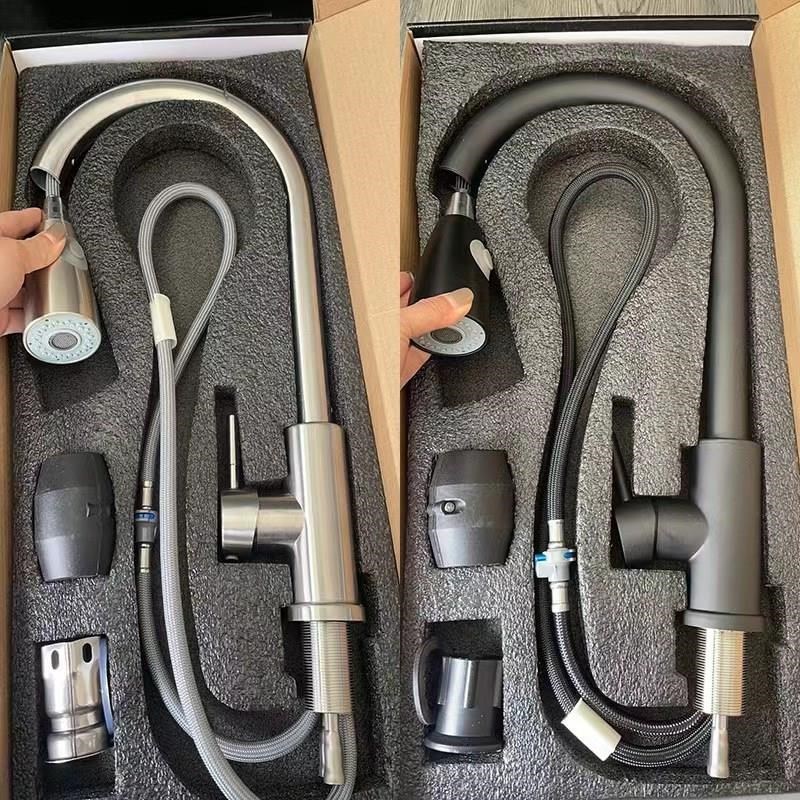 304不锈钢厨房伸缩拉伸洗菜盆盘龙头 平三通抽拉式家用.冷热水龙