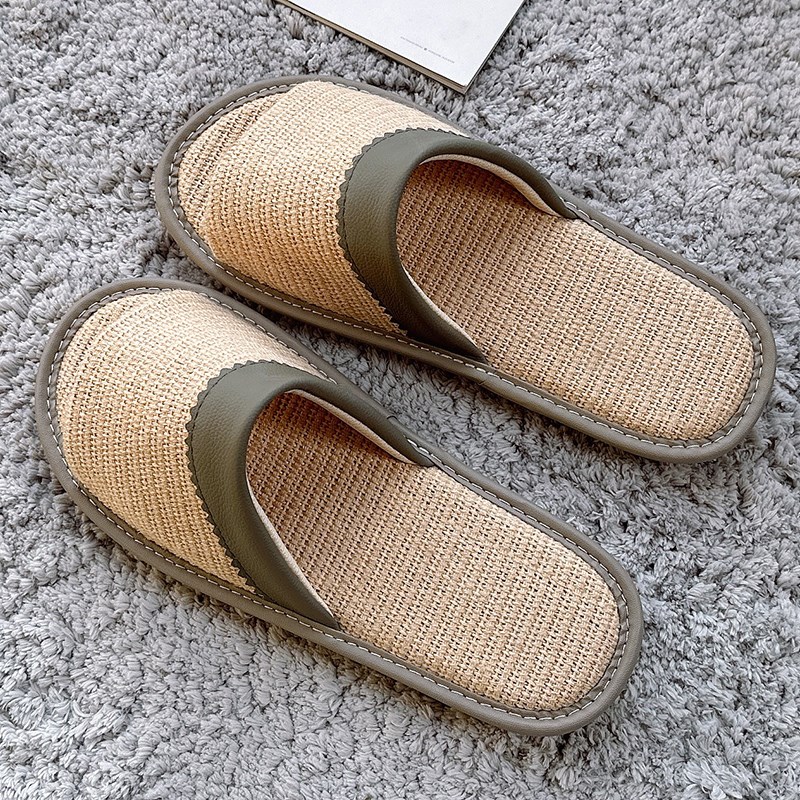 亚麻拖鞋女室内居家居四季防滑防臭布艺吸汗棉麻木地板男春秋
