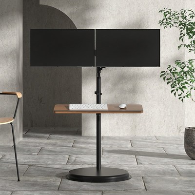 通用22/24/27/32寸电脑显示器落地移动横竖屏支架双屏/多屏气压臂