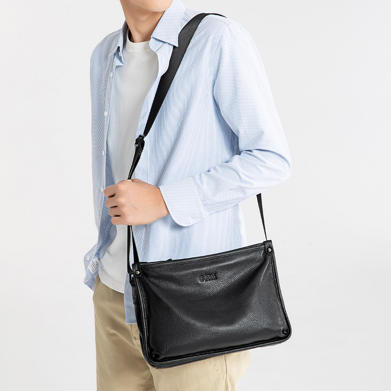 真皮单肩包夏季新款男女士头层牛皮包时尚横款男式斜挎软皮爸爸包