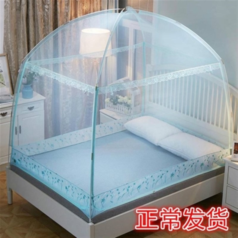 新款床上的文胀蚊帐15m下铺家用小孩H防摔简约纹罩宝宝掉蒙古包可