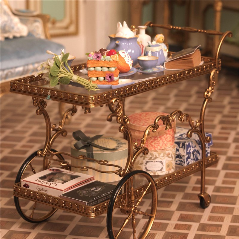 微观臻慕  宫廷风餐车小推S车微缩娃屋摆件