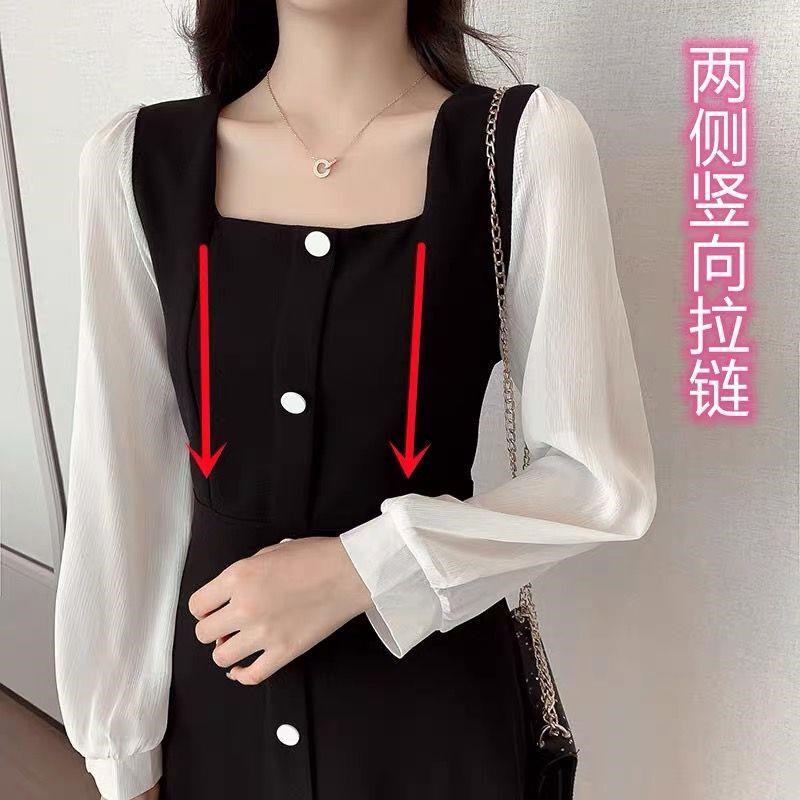 哺乳秋装连衣裙外出时尚辣妈款气质显瘦假两件Q过膝喂奶期长裙春