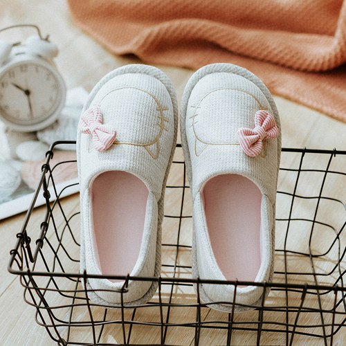 月子鞋春秋季包跟透气产后拖鞋女可爱厚底防滑秋冬天软底孕妇鞋子