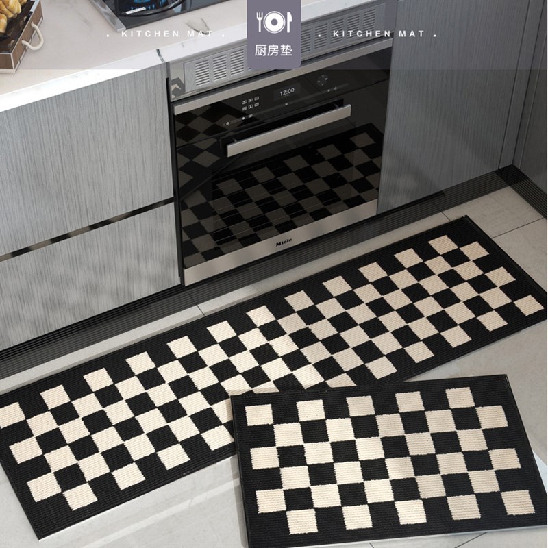 厨房防油防滑专用地垫 进门口耐脏踩脚垫 编织长条吸W水地毯可机
