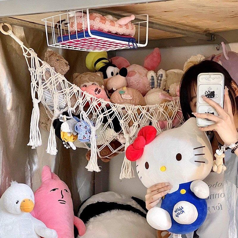 娃娃收纳网学生宿舍上下铺床上挂C网棉绳编织吊床玩具玩偶装饰挂,收纳整理,收纳挂袋,淘宝优惠券,粉丝福利购,淘宝优惠卷