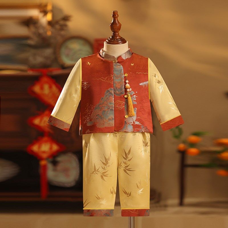 男童拜年服中国风2025新款周岁礼服男宝宝抓周男宝过年红色衣服冬,童装/婴儿装/亲子装,唐装,淘宝优惠券,粉丝福利购,淘宝优惠卷