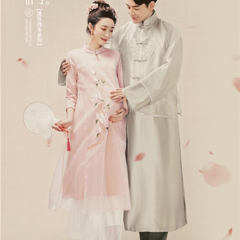 新款中国风影楼孕妇摄影服u装时尚艺术照写真服饰情侣孕妇写真服