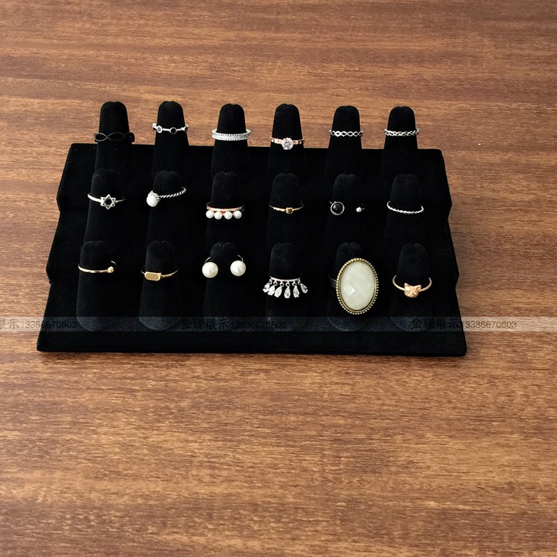 厂家创意首饰架 三层植绒18指戒指展示架  柜台珠宝饰品展示架,