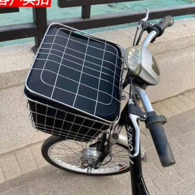 201不锈钢车筐菜篮子电动自行车大车篓子箩筐实U心带盖带内胆内包