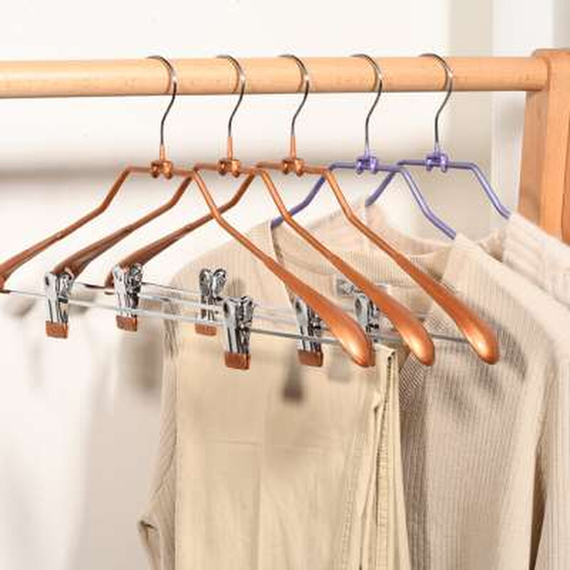 极速裕祥防滑e衣裤架晾衣服夹金属浸塑衣挂家用无痕凉衣裤架一体