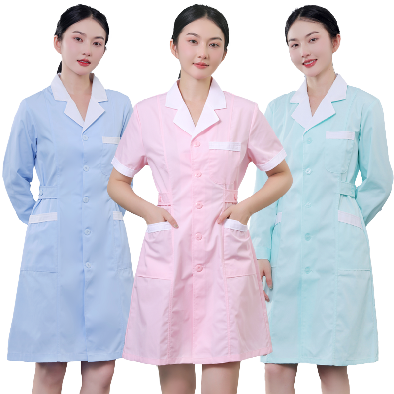 美容院皮肤管理师工作服女白大褂长袖护士服短袖美甲纹绣药店工服