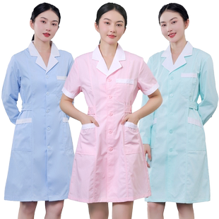 美容院皮肤管理师工作服女白大褂长袖护士服短袖美甲纹绣药店工服