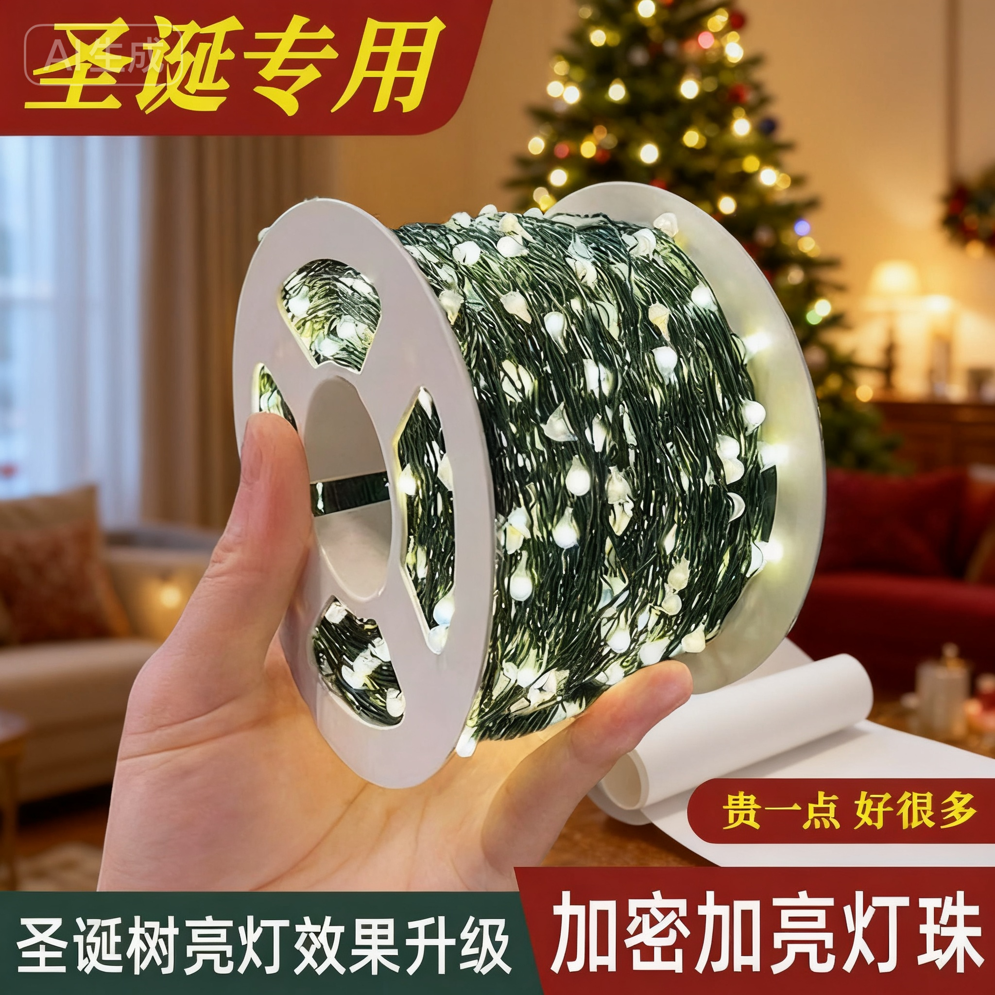 圣诞树装饰灯led灯彩灯星星灯灯串氛围灯防水户外太阳能款森玛诺