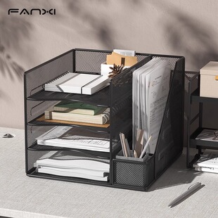 金属文件存储架集成文件存储架与Bookend多层桌面办公存储多功能