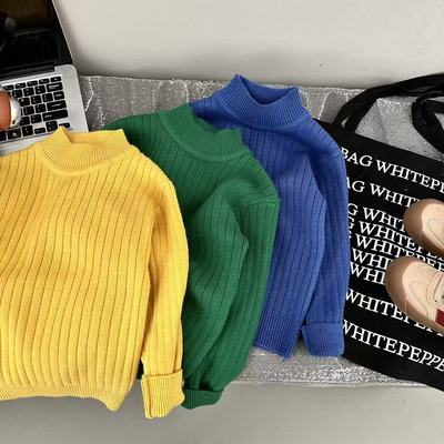 儿童毛衣秋冬款男女童针织衫半高领打底衫套头毛衣洋气保暖童装