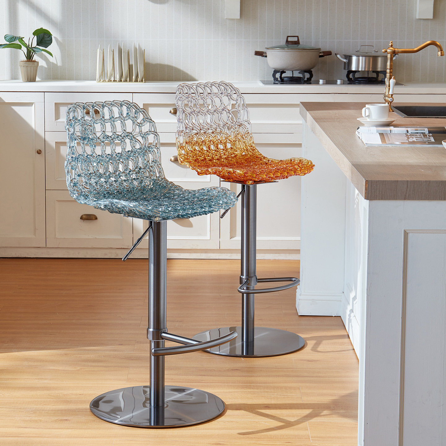 轻奢可升降吧台椅子高脚可旋转岛台餐桌椅家用透明亚克力聚碳酸酯,住宅家具,家用高脚椅,淘宝优惠券,粉丝福利购,淘宝优惠卷