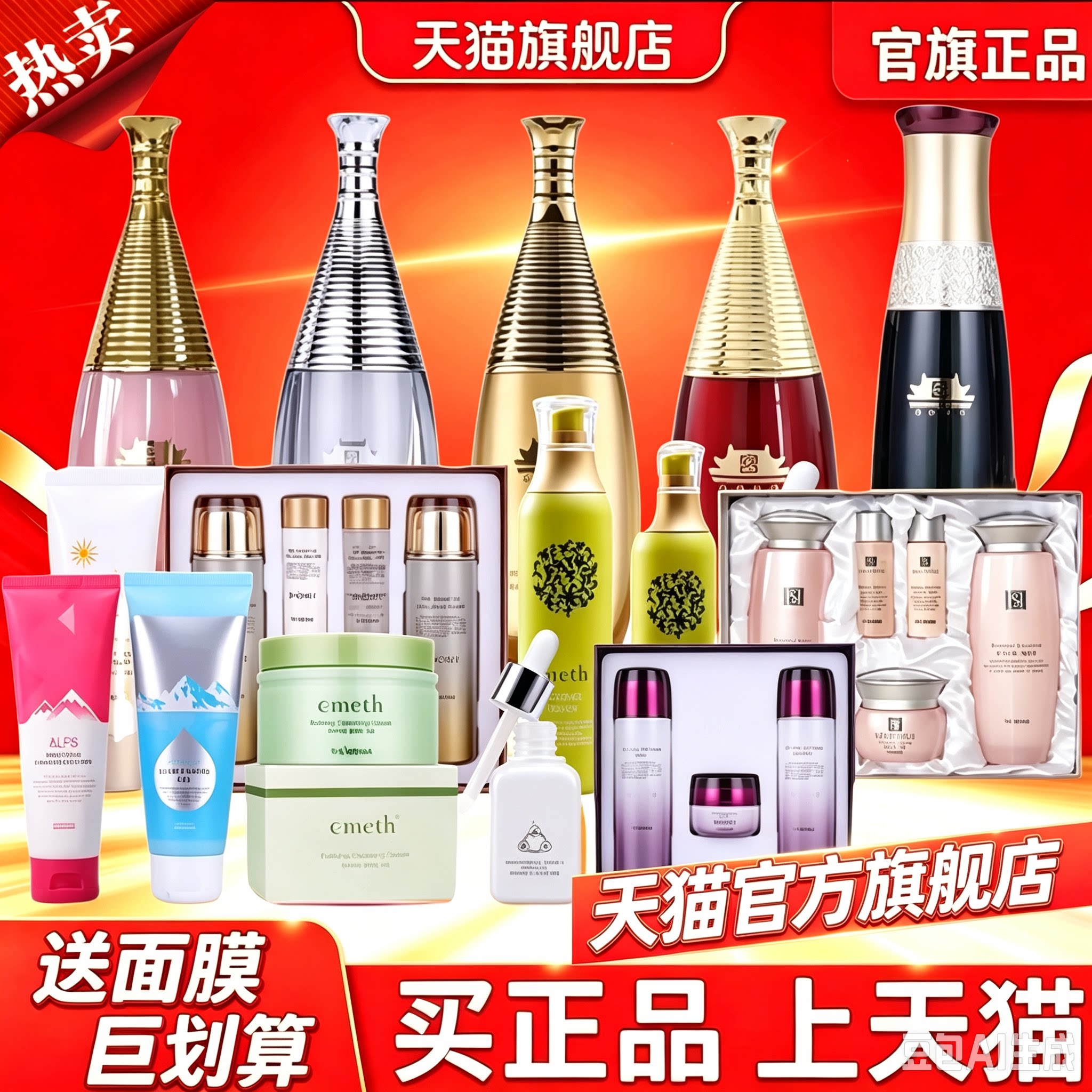 上海维某娜化妆蓓清洁霓芬洁面精华面霜凝胶露套盒护肤正品旗舰店