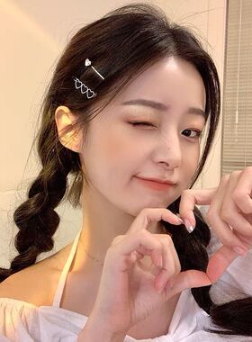 爱心发夹两件套发卡网红2026年新款夹子韩国侧边刘海边夹少女发饰