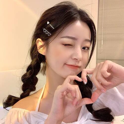 爱心发夹两件套发卡网红2022年新款夹子韩国侧边刘海边夹少女发饰