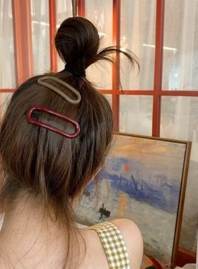 温柔气质复古简约丸子头发夹网红泫雅风椭圆刘海夹insU型发夹