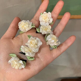 甜美超仙茉莉花发夹边夹森系气质优雅少女夹子头饰发卡碎发刘海夹