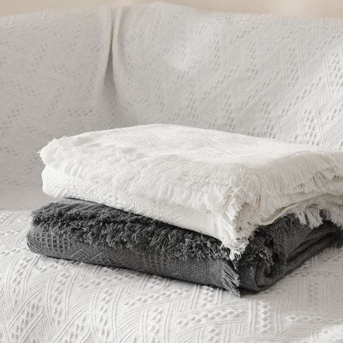 沙发巾现代简约针织纯色沙发垫提花沙发巾盖布沙发套沙发罩