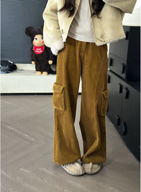 CHACHA【花茶悦色】休闲时尚百搭灯芯绒工装休闲裤