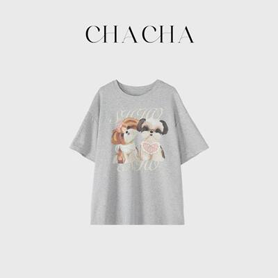 CHACHA【伴犬闲叙】休闲时尚百搭两只小狗T恤
